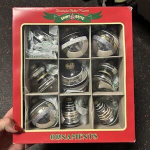 NEW Box Christopher Radko Shiny Brite 40's Design Christmas Ornaments 9 Total